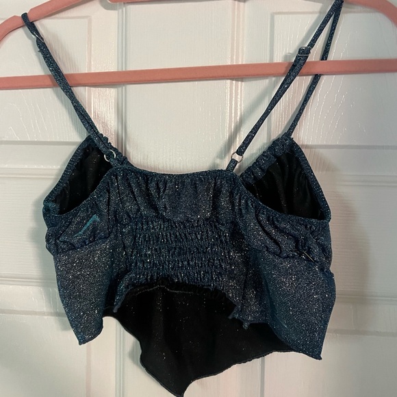 Urban Outfitters Sparkly Blue Crop Top - Picture 2 of 4
